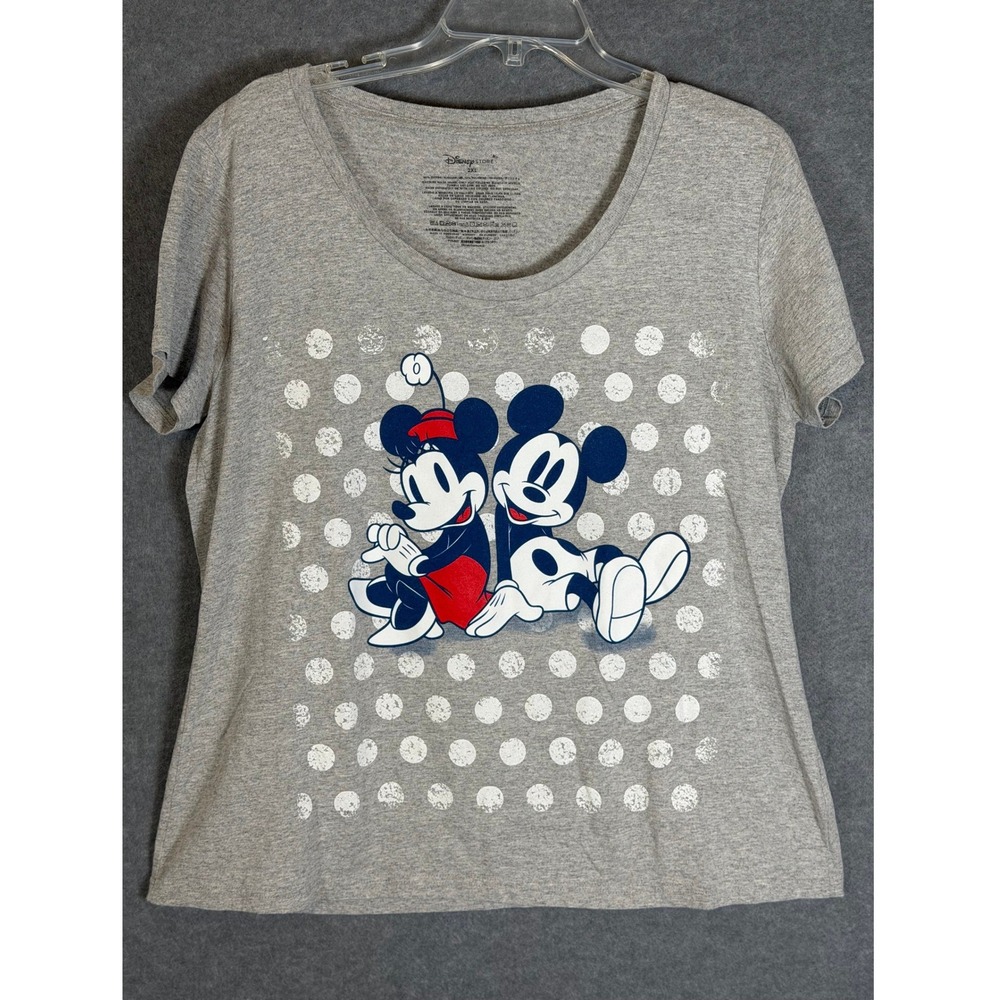 Disney Store T-Shirt 2XL Mickey Minnie Mouse Polka Dot Graphic Tee Disneycore